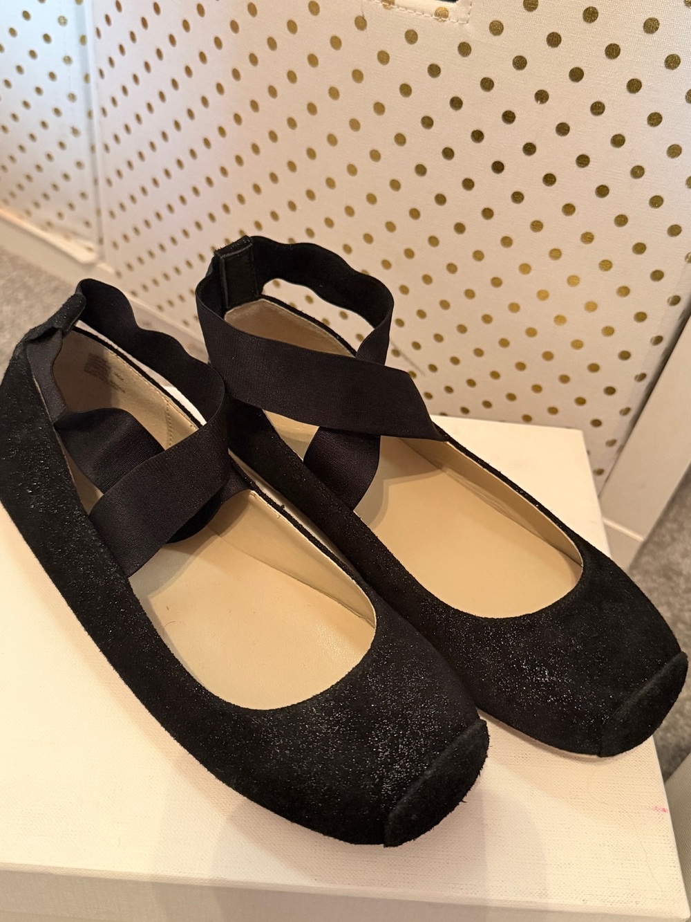 Janie and Jack Black Crisscross Ballet Flats
